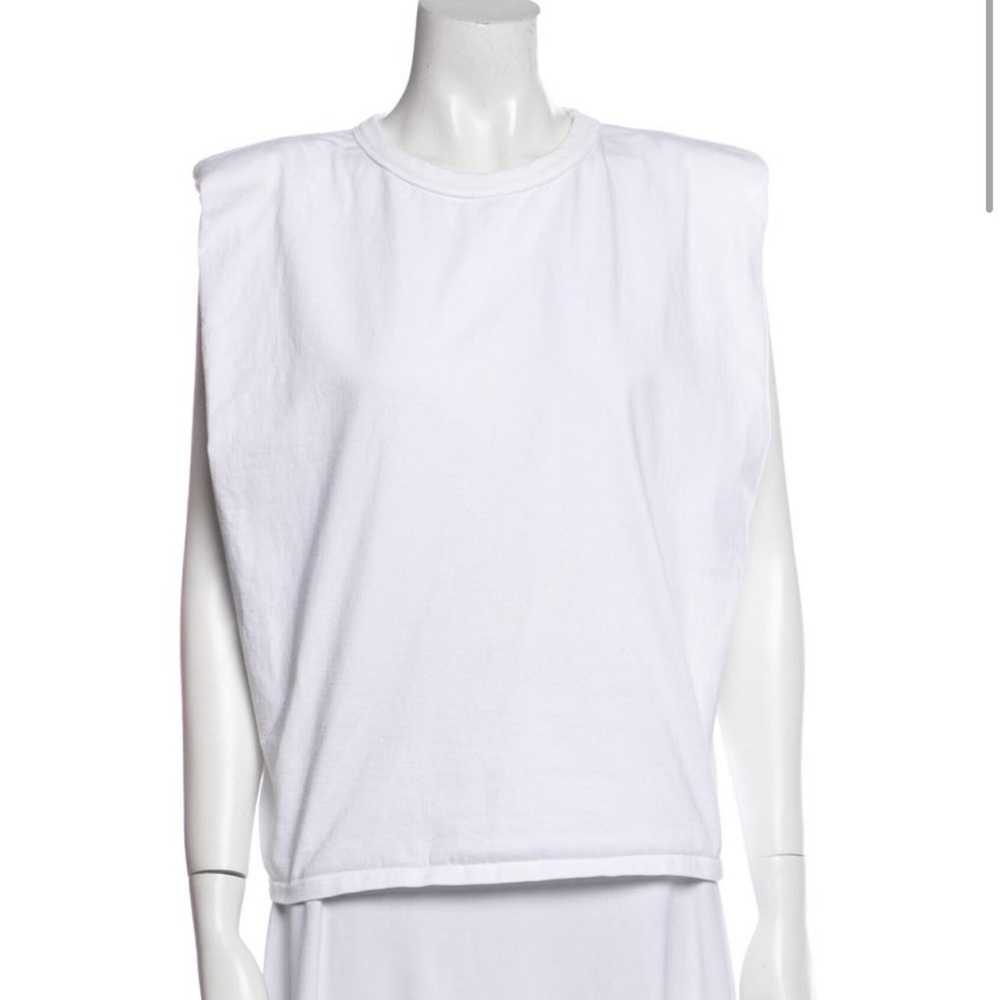 The Frankie Shop Crew Neck Sleeveless Padded Shoulder Shirt